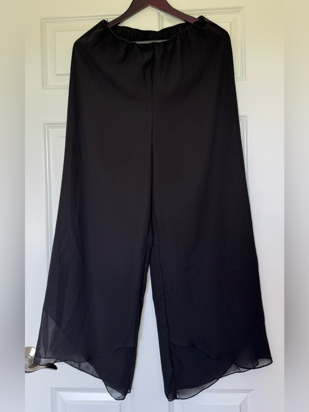Alex Evenings Black Wide-Leg Chiffon Palazzo Pants